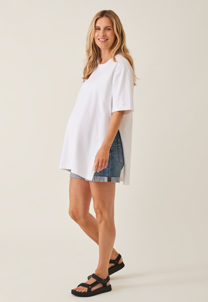 Oversized t-shirt med slits - Vit