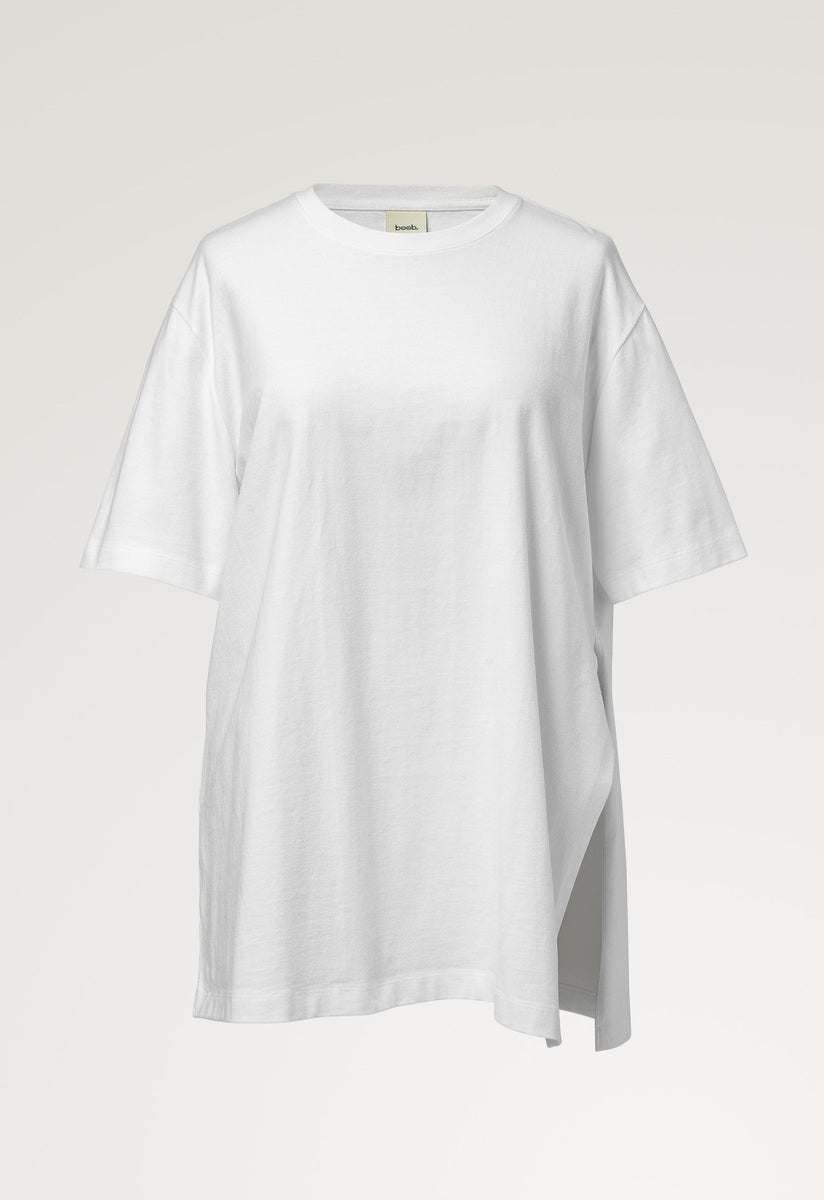 Oversized t-shirt med slits - Vit