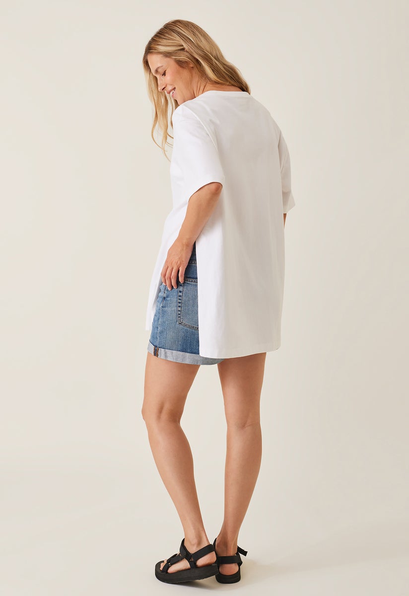 Oversized t-shirt med slits - Vit