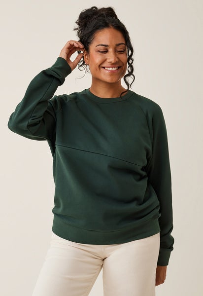 Sweatshirt med amningsfunktion - Deep Green