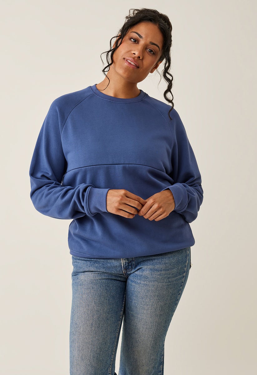 Sweatshirt med amningsfunktion - Indigo Blue