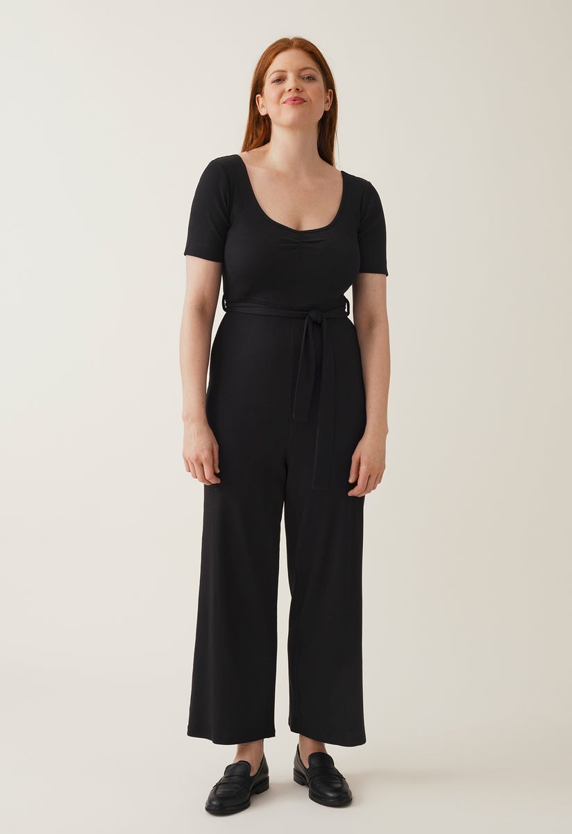 Ribbad gravidjumpsuit - Svart