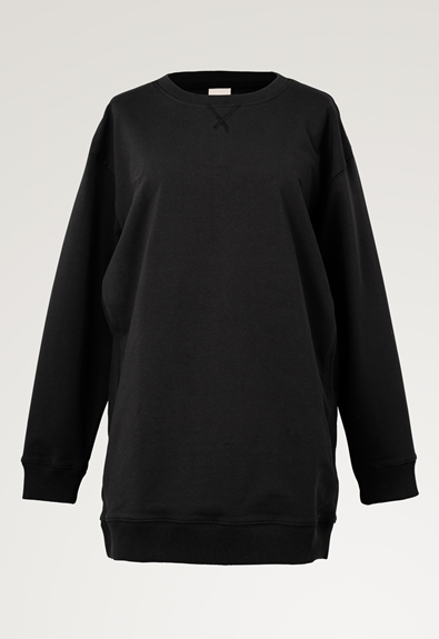 Oversized Umstandssweatshirt  mit Stillfunktion - Schwarz - XL/XXL (6) - Umstandsshirt / Stillshirt 