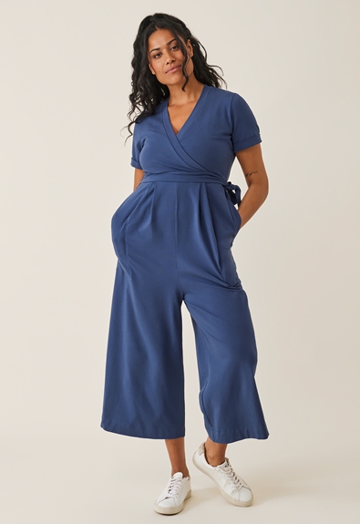 Maternity jumpsuit with nursing access - Indigo blue - XL (1) - Jumpsuits