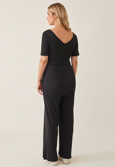 Ribbed maternity jumpsuit - Black - XL (3) - Maternity dress / Nursing dress
