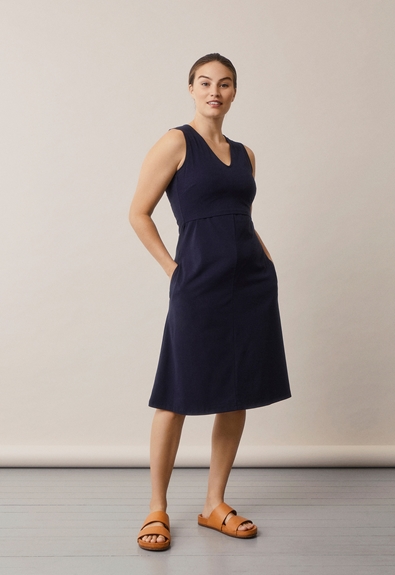 A shaped nursing dress - Midnight blue - XS (1) - Maternity dress / Nursing dress