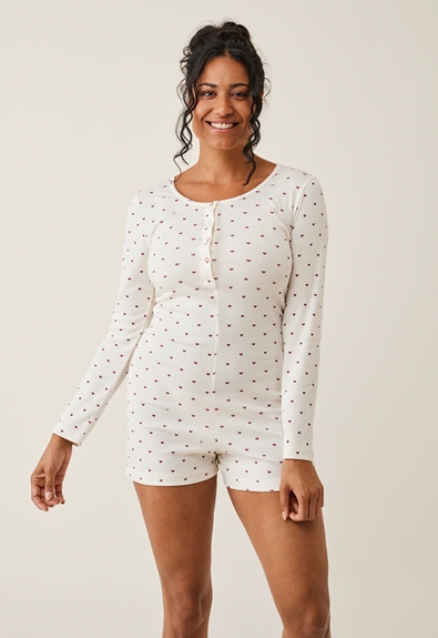 Valentines pajamas - Heart print - XL (3) - Maternity nightwear / Nursing nightwear