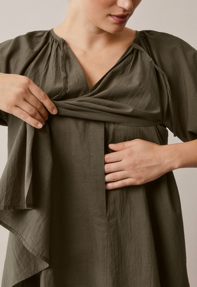 Boho nursing blouse - Pine green - XS/S (6) - Maternity top / Nursing top