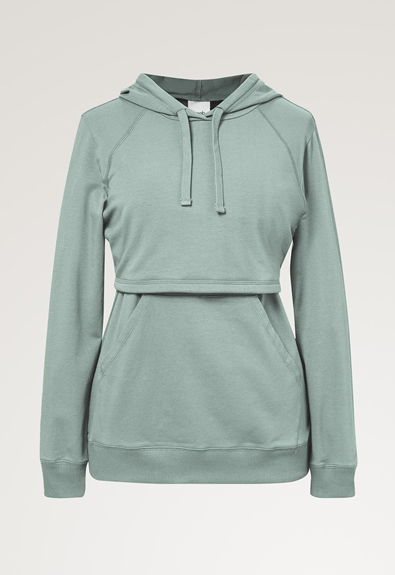 Fleece lined maternity hoodie with nursing access - Mint - S (5) - Maternity top / Nursing top