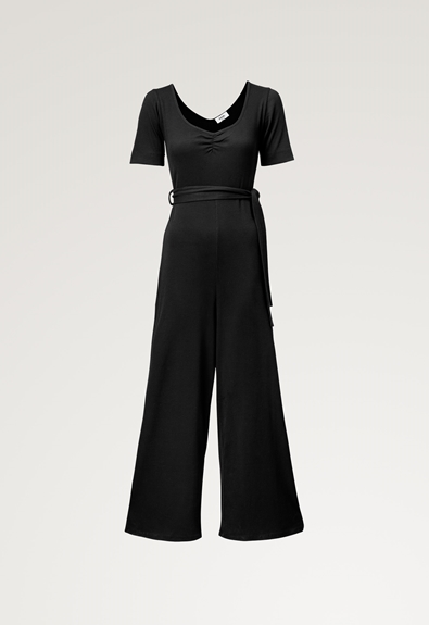 Ribbed maternity jumpsuit - Black - XL (4) - Maternity dress / Nursing dress