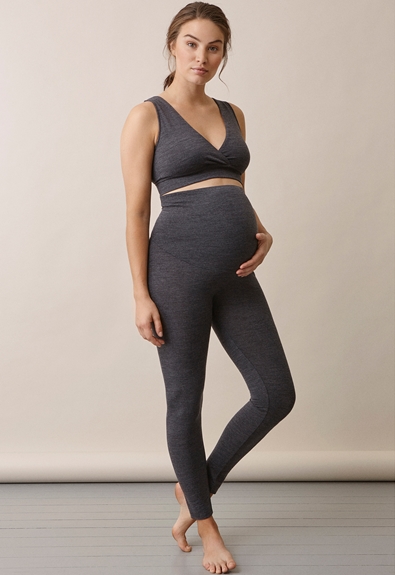 Maternity wool leggings - Grey melange M (1) - Maternity pants