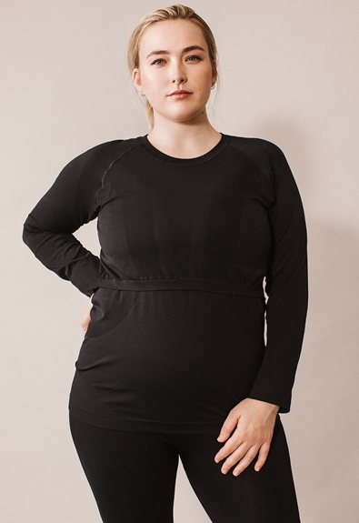 Long-sleeved sports top - Black - S/M (4) - Maternity Active wear / Nursing Activewear