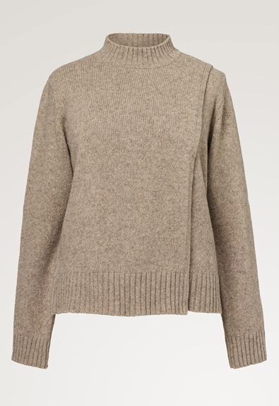 Sesame wool sweater - Sand - L/XL (7) - Maternity top / Nursing top