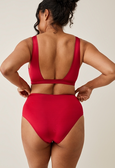 Postpartum Bikini bottoms -  French red - L (2) - Materinty swimwear / Nursing swimwear
