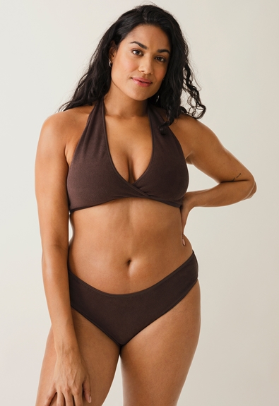 Terrycloth beach bikini - Dark brown - S (1) - Materinty swimwear / Nursing swimwear