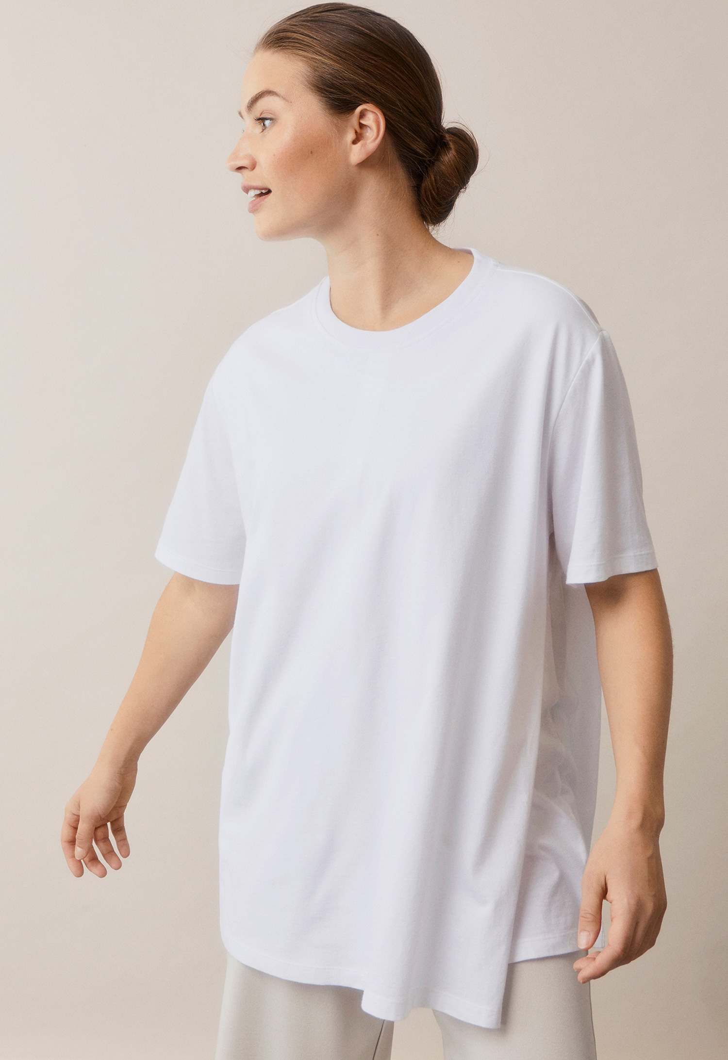 Oversized t-shirt with nursing access - White