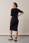 Ribbed maternity dress with 3/4 sleeves - Black - S - small (5) 