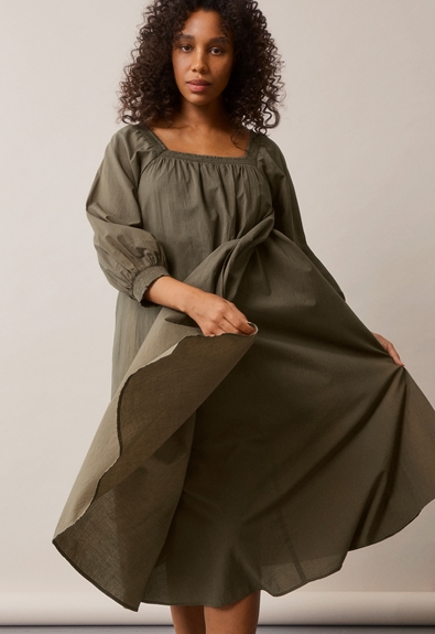 Poetess dress - Pine green - M/L (1) - Maternity dress / Nursing dress