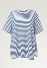 Oversized t-shirt med slits - Blå/vit randig - M/L - small (6) 