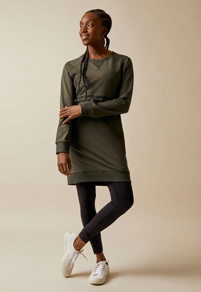 Klänning med fleecefodrad amningsfunktion - Moss green - XS (2) - Gravidklänning / Amningsklänning