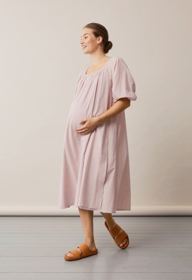 Boho maternity dress with nursing access - Pebble - M/L (2) - Maternity dress / Nursing dress