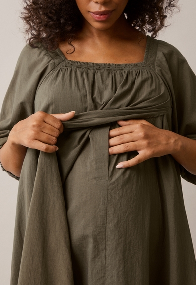 Boho maternity dress with nursing access - Pine green - XL/XXL (5) - Maternity dress / Nursing dress