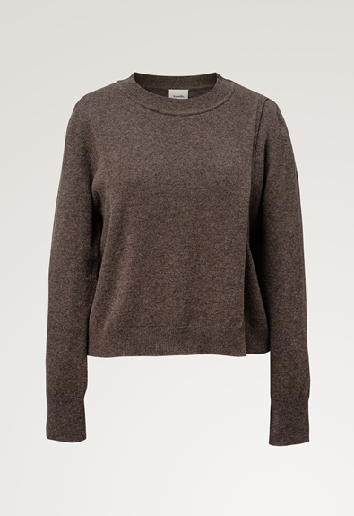 Knitted nursing sweater - Brown grey melange - S (5) - Nursing wear