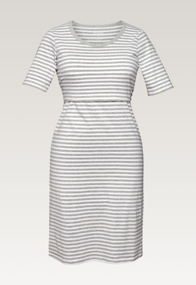 Night dress - White/grey melange - XL (5) - Maternity nightwear / Nursing nightwear