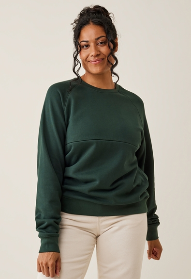Sweatshirt mit Stillfunktion - Deep green - M (2) - Umstandsshirt / Stillshirt 