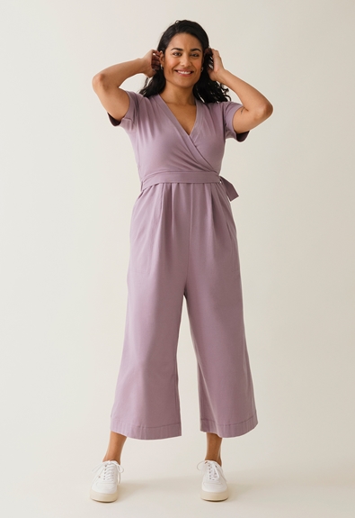 Maternity jumpsuit with nursing access - Lavender - L (1) - Jumpsuits