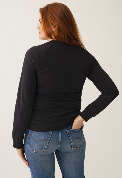 Fleece lined maternity sweatshirt with nursing access - Almost black - S (2) - Maternity top / Nursing top