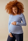 Ribbad gravidtröja med amningsfunktion - Nile blue - L - small (1) 