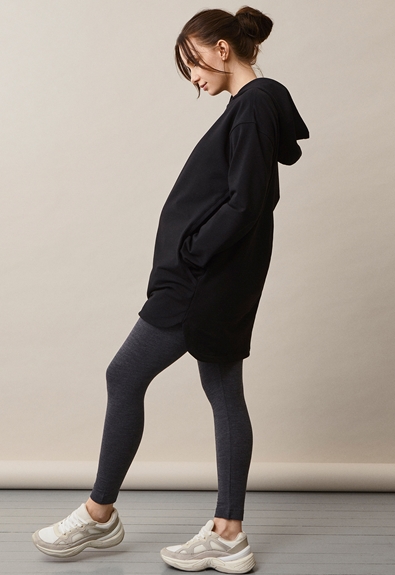 Oversized maternity hoodie with nursing access - Black - S (3) - Maternity top / Nursing top