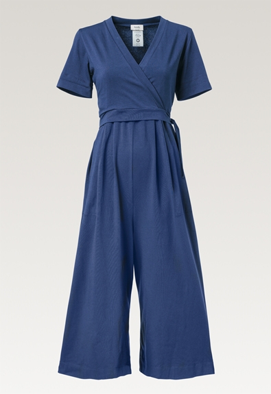 Maternity jumpsuit with nursing access - Indigo blue - XL (4) - Jumpsuits