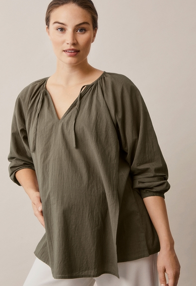 Boho nursing blouse - Pine green - M/L (3) - Maternity top / Nursing top