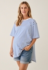 Oversized maternity t-shirt with slit - White/blue stripe - XS/S - small (1) 