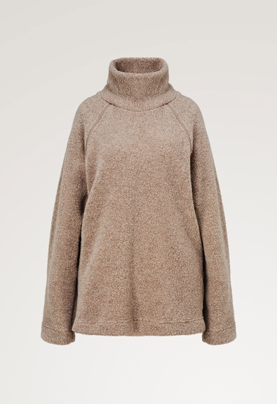 Fleecepullover aus Wolle - Walnut - L/XL (6) - Umstandsshirt / Stillshirt 