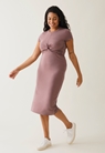 Maternity party dress with nursing access - Dark mauve - L - small (1) 