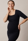 Ribbad gravidklänning med kort ärm - Svart - XL - small (3) 