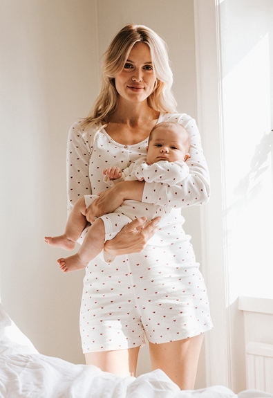 Valentines pajamas - Heart print - XL (1) - Maternity nightwear / Nursing nightwear
