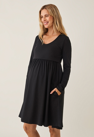 Maternity babydoll dress - Black - L (1) - Maternity dress / Nursing dress