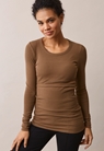 Ribbed maternity top with nursing access - Hazelnut - M - small (2) 