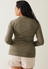Fleece lined maternity sweatshirt with nursing access - Green khaki - S - small (2) 