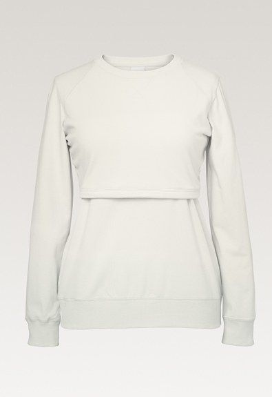 Fleece lined maternity sweatshirt with nursing access - Tofu - L (5) - Maternity top / Nursing top