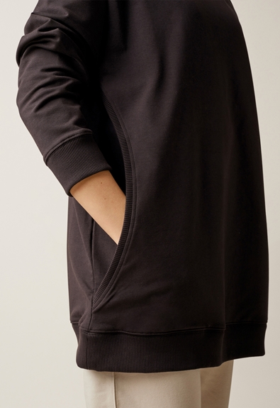 Oversized Umstandssweatshirt  mit Stillfunktion - Schwarz - XL/XXL (4) - Umstandsshirt / Stillshirt 