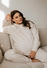 Maternity hoodie with nursing access - Putty - L - small (1) 