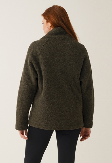 Fleecepullover Wolle - Pine green - S/M (3) - Umstandsshirt / Stillshirt 