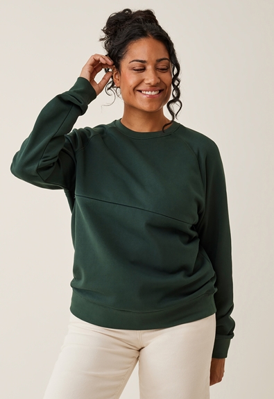 Sweatshirt mit Stillfunktion - Deep green - M (1) - Umstandsshirt / Stillshirt 