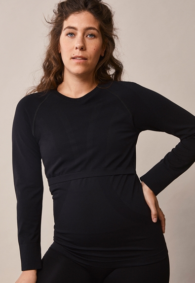 Maternity sports top with nursing access - Black - L/XL (1) - Maternity Active wear / Nursing Activewear