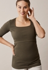 Ribbed maternity top with 3/4 sleeves - Pine green - S - small (3) 